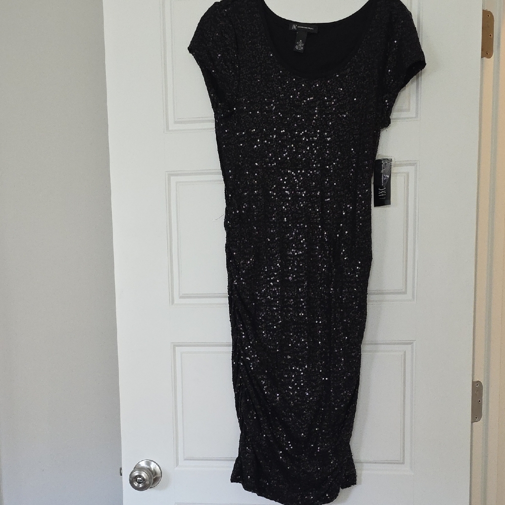 INC International Concepts Black Sequin Midi Dress